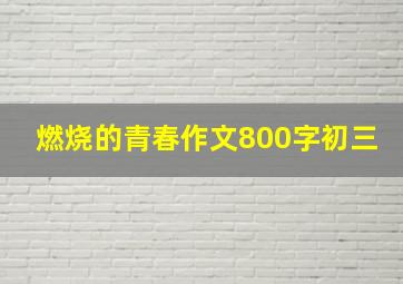 燃烧的青春作文800字初三