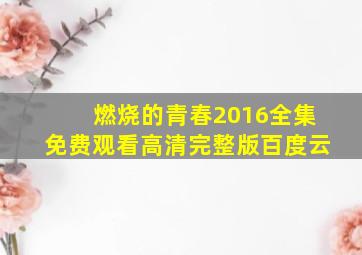 燃烧的青春2016全集免费观看高清完整版百度云