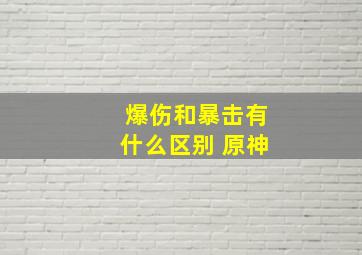 爆伤和暴击有什么区别 原神