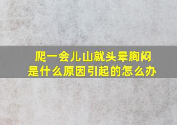 爬一会儿山就头晕胸闷是什么原因引起的怎么办