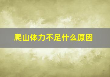 爬山体力不足什么原因