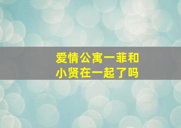 爱情公寓一菲和小贤在一起了吗