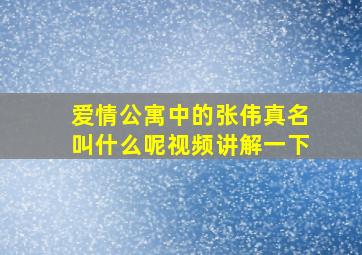 爱情公寓中的张伟真名叫什么呢视频讲解一下