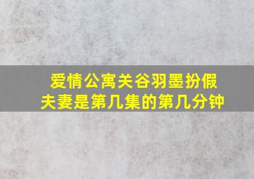 爱情公寓关谷羽墨扮假夫妻是第几集的第几分钟