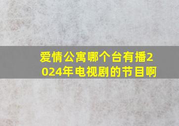 爱情公寓哪个台有播2024年电视剧的节目啊