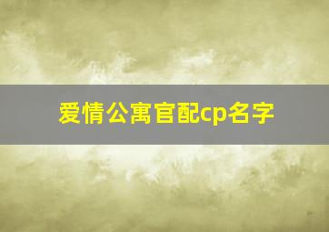 爱情公寓官配cp名字