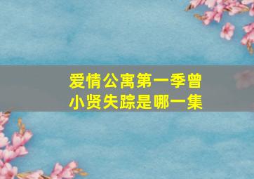 爱情公寓第一季曾小贤失踪是哪一集