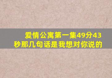 爱情公寓第一集49分43秒那几句话是我想对你说的