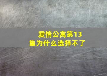 爱情公寓第13集为什么选择不了