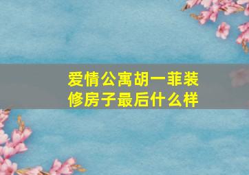 爱情公寓胡一菲装修房子最后什么样