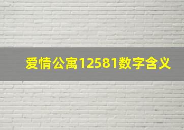 爱情公寓12581数字含义