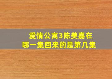 爱情公寓3陈美嘉在哪一集回来的是第几集