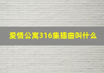 爱情公寓316集插曲叫什么