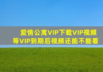 爱情公寓VIP下载VIP视频等VIP到期后视频还能不能看