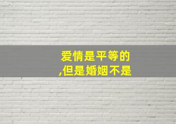 爱情是平等的,但是婚姻不是