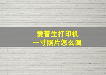 爱普生打印机一寸照片怎么调