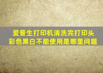 爱普生打印机清洗完打印头彩色黑白不能使用是哪里问题