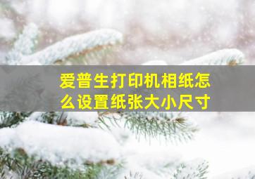 爱普生打印机相纸怎么设置纸张大小尺寸