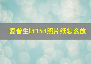 爱普生l3153照片纸怎么放