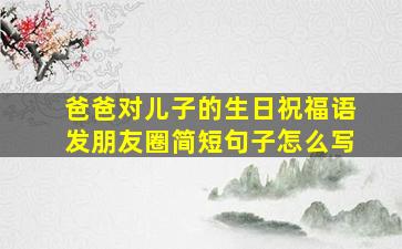 爸爸对儿子的生日祝福语发朋友圈简短句子怎么写