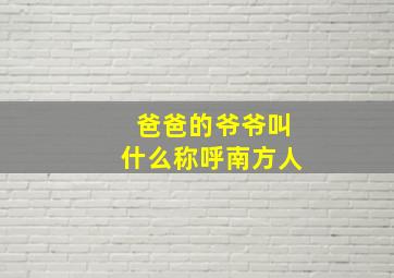 爸爸的爷爷叫什么称呼南方人