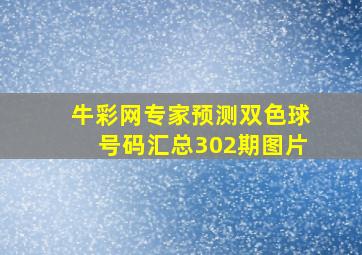 牛彩网专家预测双色球号码汇总302期图片