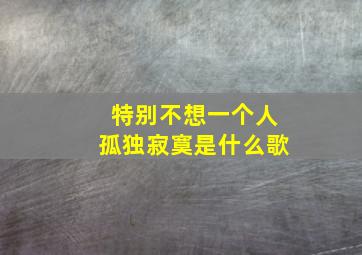 特别不想一个人孤独寂寞是什么歌