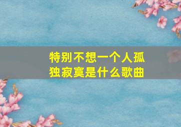 特别不想一个人孤独寂寞是什么歌曲