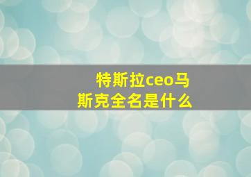 特斯拉ceo马斯克全名是什么