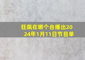 狂飙在哪个台播出2024年1月11日节目单