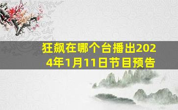 狂飙在哪个台播出2024年1月11日节目预告