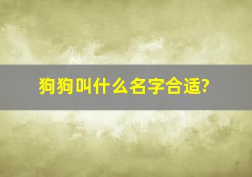 狗狗叫什么名字合适?