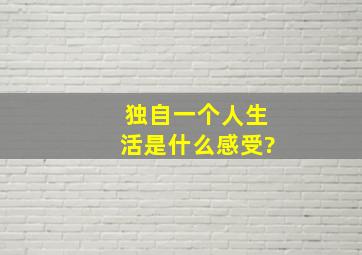 独自一个人生活是什么感受?