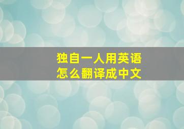 独自一人用英语怎么翻译成中文