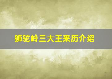 狮驼岭三大王来历介绍