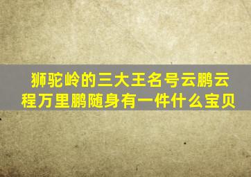 狮驼岭的三大王名号云鹏云程万里鹏随身有一件什么宝贝