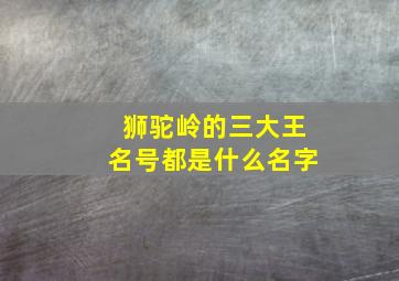 狮驼岭的三大王名号都是什么名字