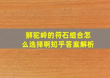 狮驼岭的符石组合怎么选择啊知乎答案解析