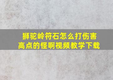 狮驼岭符石怎么打伤害高点的怪啊视频教学下载