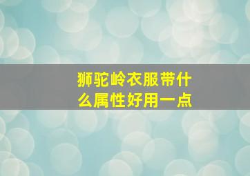 狮驼岭衣服带什么属性好用一点