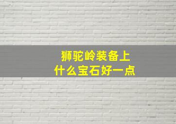 狮驼岭装备上什么宝石好一点