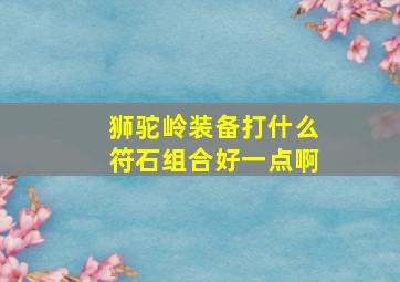 狮驼岭装备打什么符石组合好一点啊