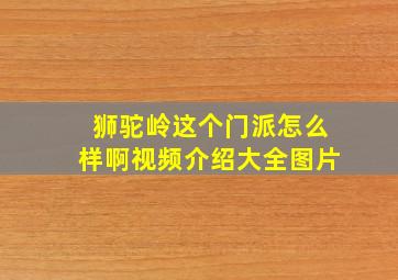 狮驼岭这个门派怎么样啊视频介绍大全图片