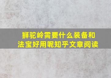 狮驼岭需要什么装备和法宝好用呢知乎文章阅读