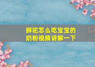 狮驼怎么吃宝宝的奶粉视频讲解一下