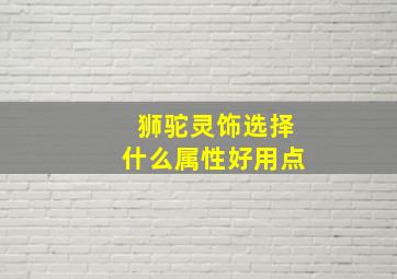 狮驼灵饰选择什么属性好用点