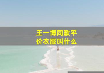 王一博同款平价衣服叫什么