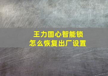 王力固心智能锁怎么恢复出厂设置