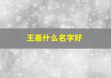 王嘉什么名字好