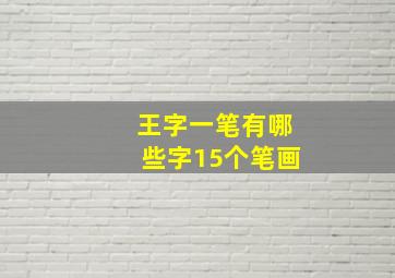 王字一笔有哪些字15个笔画